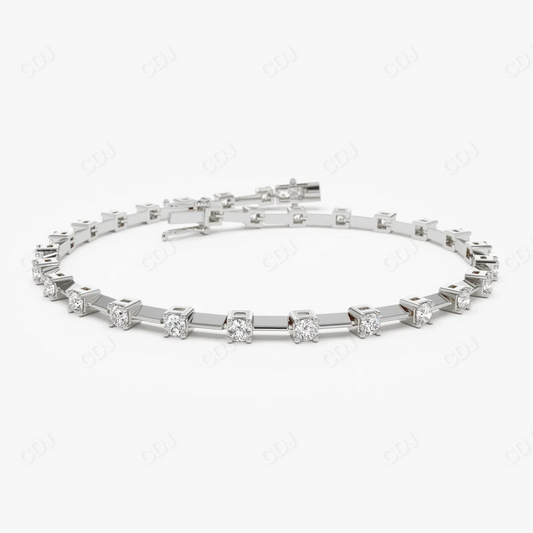 14K Gold Spaced Round Real Diamond Bracelet for Women  customdiamjewel 10 KT Solid Gold White Gold VVS-EF