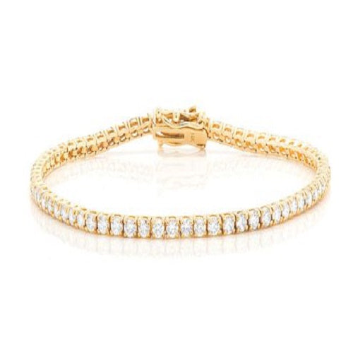 Gold Plated Silver Prong Set Tennis Diamond Bracelet  customdiamjewel   
