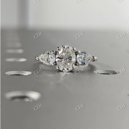 1CT Oval Cut Moissanite Stacking Cluster Ring  customdiamjewel 10KT White Gold VVS-EF