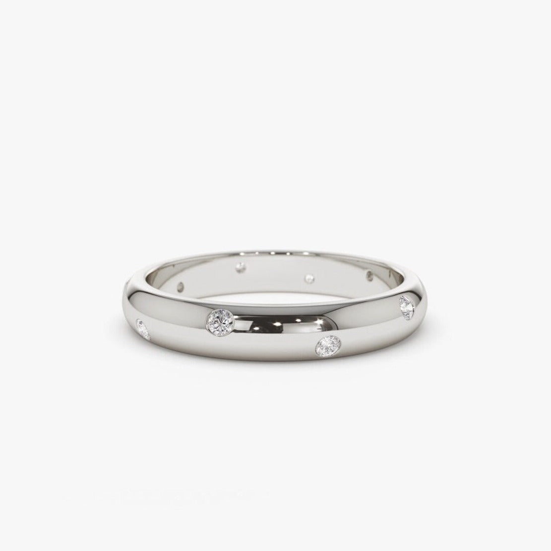 0.13CTW Natural Diamond Thick Stackable Wedding Band  customdiamjewel 10KT White Gold VVS-EF