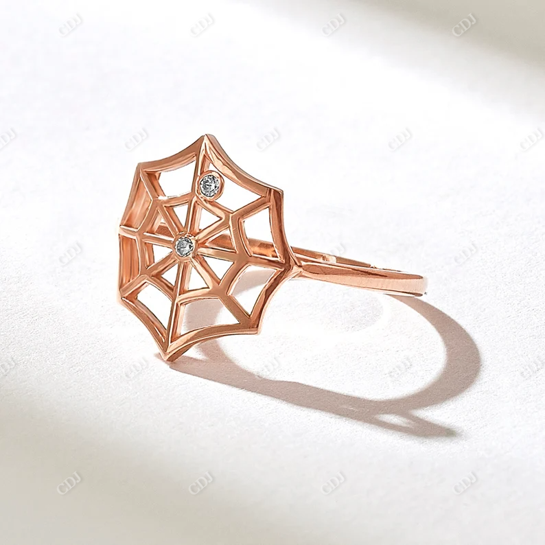 0.02CTW Diamond Gothic Halloween Spider Web Engagement Ring  customdiamjewel 10KT Rose Gold VVS-EF