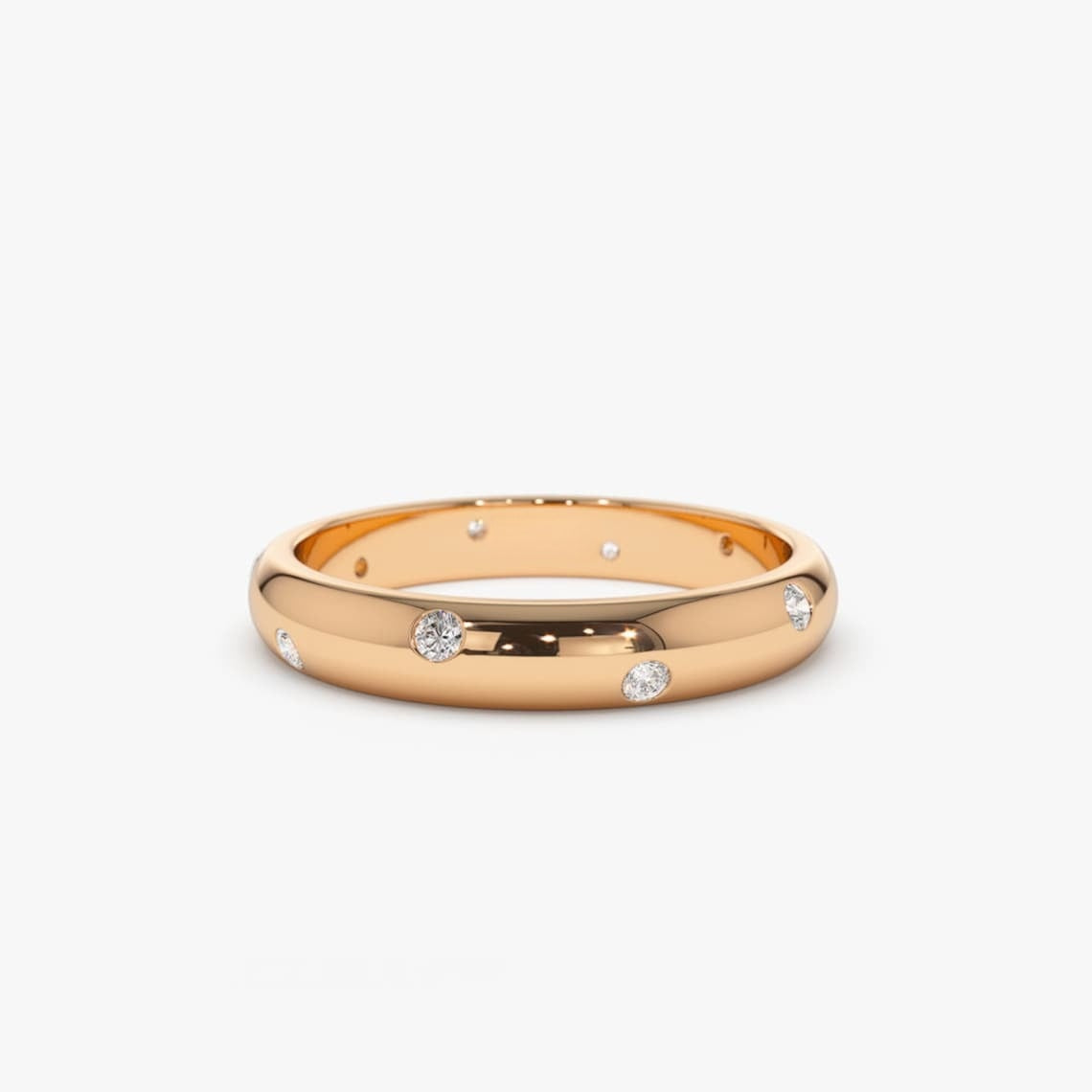 0.13CTW Natural Diamond Thick Stackable Wedding Band  customdiamjewel 10KT Rose Gold VVS-EF