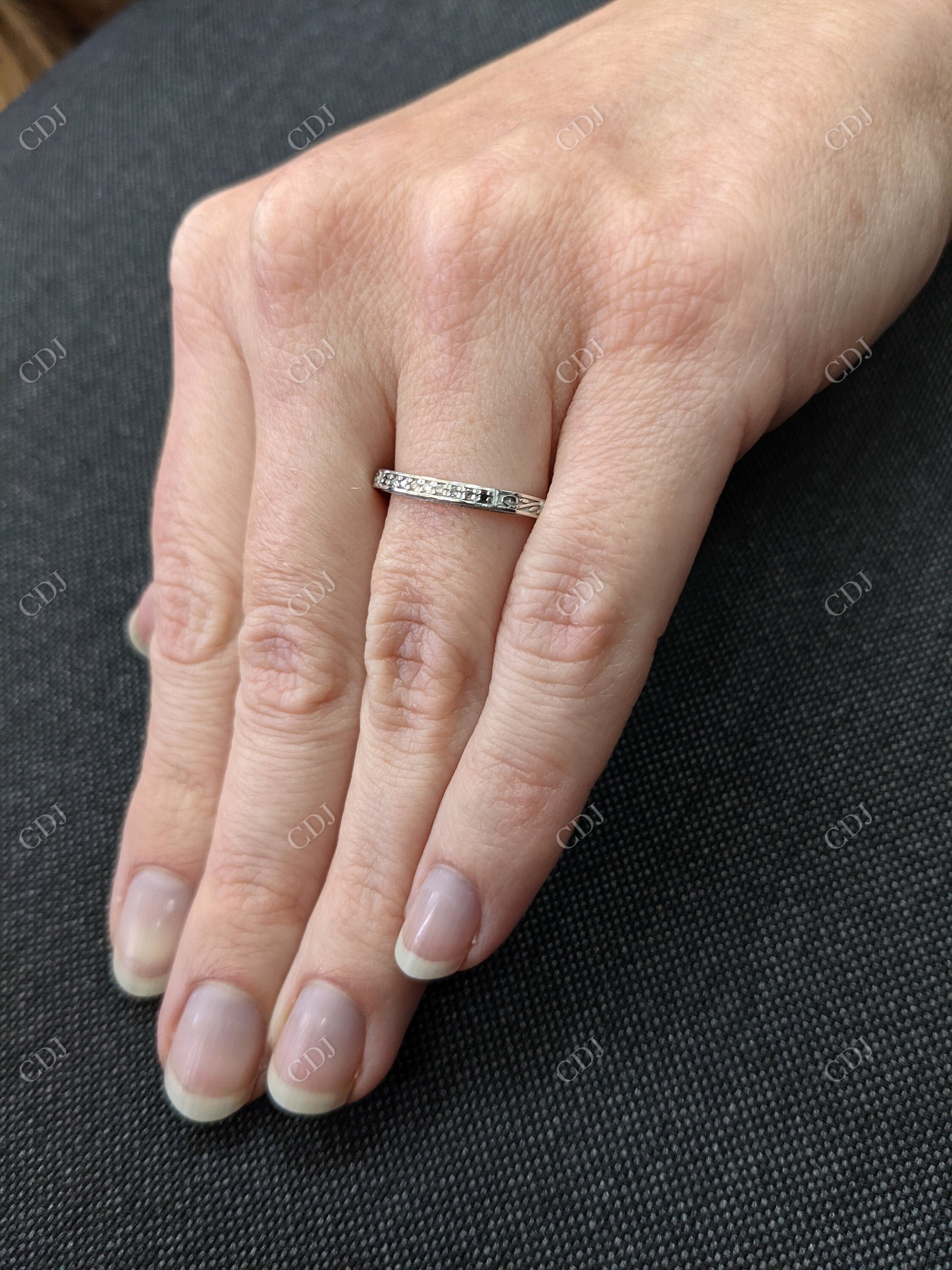 0.08CTW Round Lab Grown Diamond Filigree Curved Wedding Band  customdiamjewel   