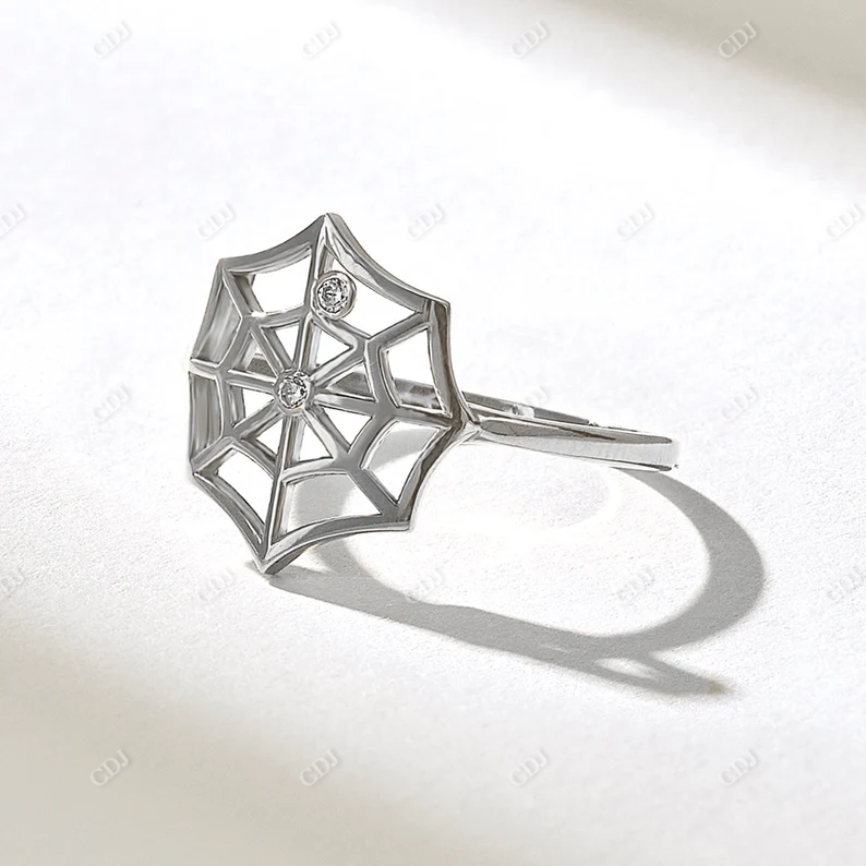 0.02CTW Diamond Gothic Halloween Spider Web Engagement Ring  customdiamjewel 10KT White Gold VVS-EF