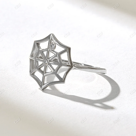 0.02CTW Round Cut Lab Grown Diamond Spider Web Ring  customdiamjewel 10KT White Gold VVS-EF