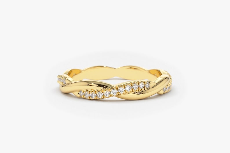 0.27CTW Natural Diamond Twisted Full Eternity Wedding Band  customdiamjewel 10 KT Solid Gold Yellow Gold VVS-EF
