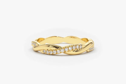 0.27CTW Natural Diamond Twisted Full Eternity Wedding Band  customdiamjewel 10 KT Solid Gold Yellow Gold VVS-EF