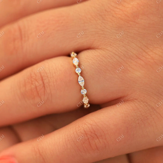 Round and Marquise Moissanite Wedding Band  customdiamjewel   