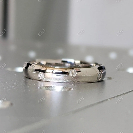0.25CTW Round Lab Grown Diamond Flash Set Wedding Band  customdiamjewel 10KT White Gold VVS-EF