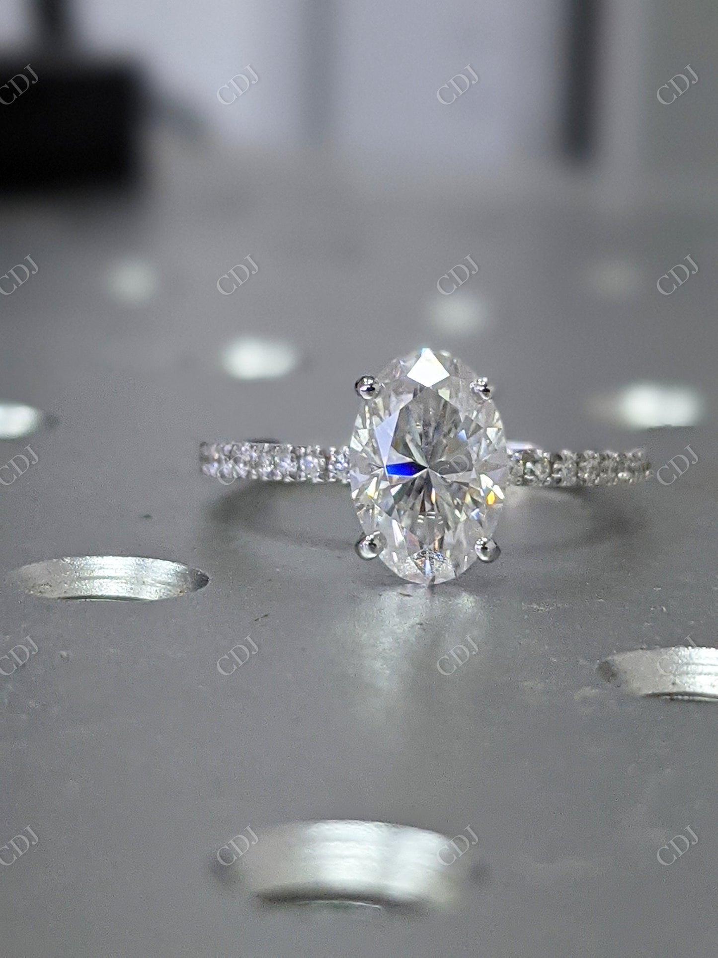 1.65CTW Oval Cut Moissanite Engagement Ring