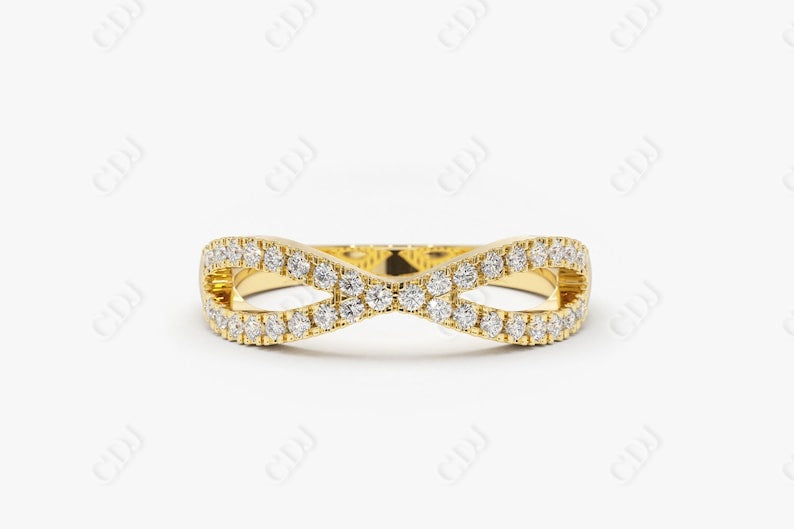 0.22CTW Lab Grown Diamond Infinity Wedding Band For Women  customdiamjewel Sterling Silver Yellow Gold VVS-EF