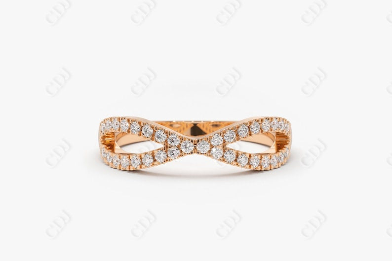 0.22CTW Lab Grown Diamond Infinity Wedding Band For Women  customdiamjewel Sterling Silver Rose Gold VVS-EF