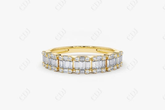 0.65CTW Lab Grown Baguette and Round Diamond Band  customdiamjewel Sterling Silver Yellow Gold VVS-EF