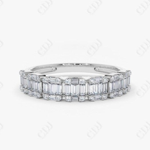 0.65CTW Lab Grown Baguette and Round Diamond Band  customdiamjewel Sterling Silver White Gold VVS-EF