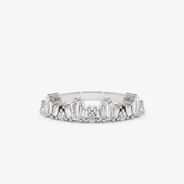 0.59CTW Baguette Cut Natural Diamond Nesting Wedding Band  customdiamjewel 10 KT Solid Gold White Gold VVS-EF