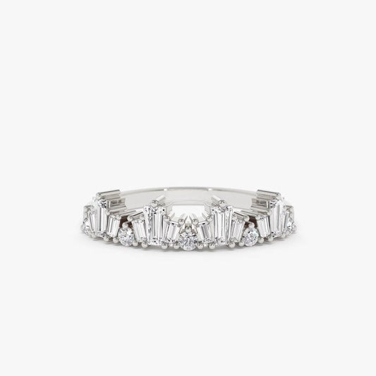 0.59CTW Baguette Cut Natural Diamond Nesting Wedding Band  customdiamjewel 10 KT Solid Gold White Gold VVS-EF