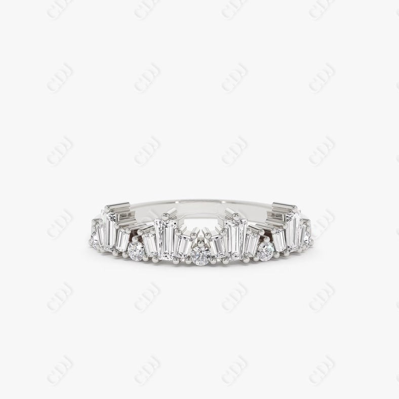 0.59CTW Lab Grown Baguette Diamond Wedding Band  customdiamjewel Sterling Silver White Gold VVS-EF