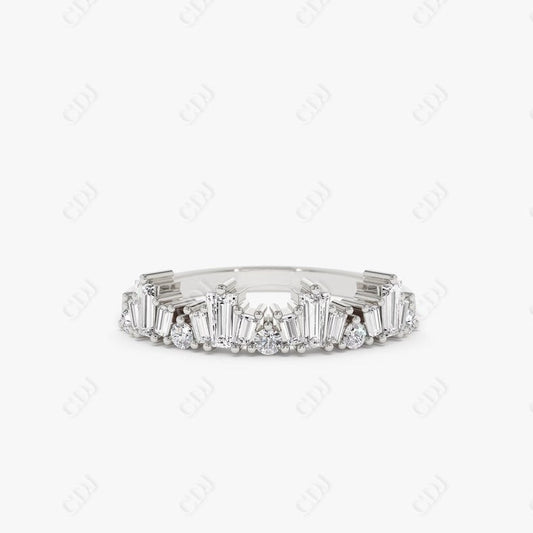 0.59CTW Lab Grown Baguette Diamond Wedding Band  customdiamjewel Sterling Silver White Gold VVS-EF
