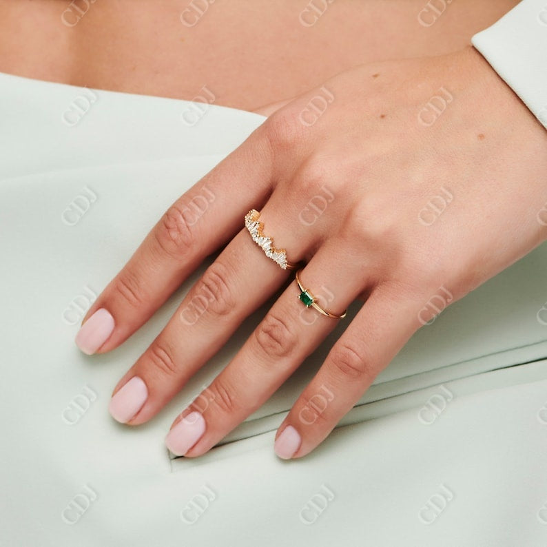 0.59CTW Baguette Cut Natural Diamond Nesting Wedding Band  customdiamjewel   