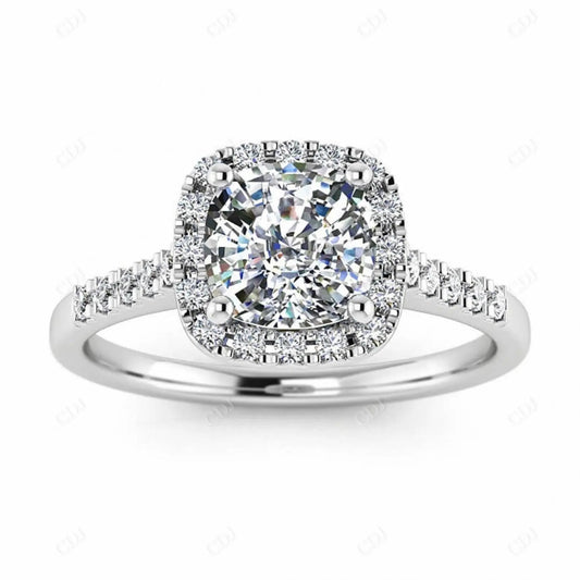 0.47CTW Cushion Cut Halo Moissanite Engagement Ring  customdiamjewel 10KT White Gold VVS-EF