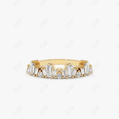 0.59CTW Lab Grown Baguette Diamond Wedding Band  customdiamjewel Sterling Silver Yellow Gold VVS-EF