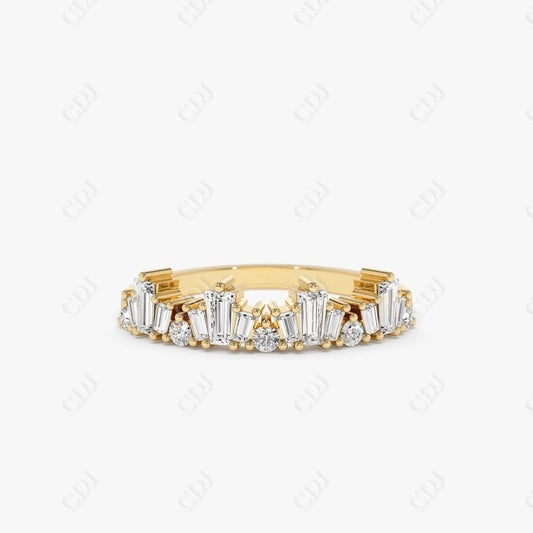 0.59CTW Lab Grown Baguette Diamond Wedding Band  customdiamjewel Sterling Silver Yellow Gold VVS-EF
