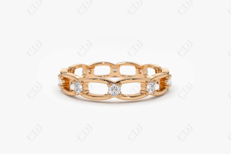 0.38CTW Lab Grown Link Eternity Wedding Diamond Band  customdiamjewel Sterling Silver Rose Gold VVS-EF
