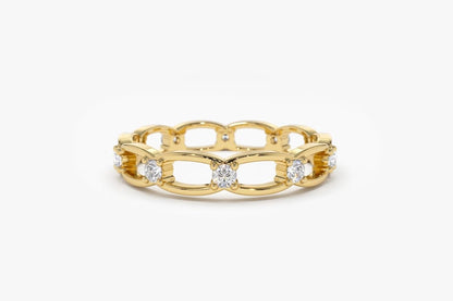 0.38CTW Natural Diamond Connected Full Eternity Wedding Band  customdiamjewel 10 KT Solid Gold Yellow Gold VVS-EF