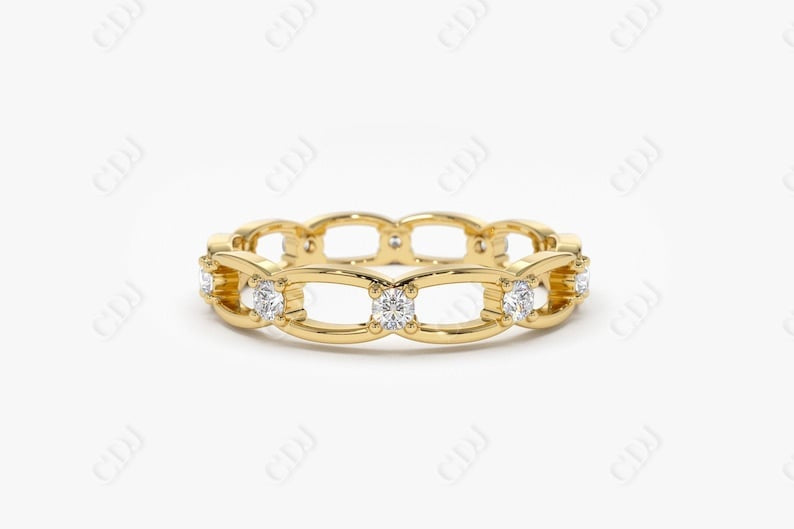 0.38CTW Lab Grown Link Eternity Wedding Diamond Band  customdiamjewel Sterling Silver Yellow Gold VVS-EF