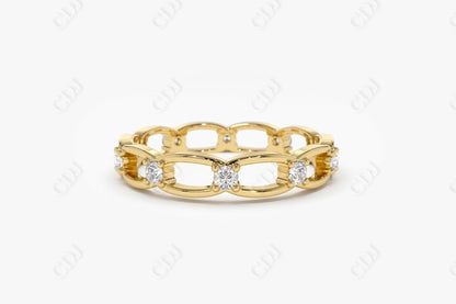 0.38CTW Lab Grown Link Eternity Wedding Diamond Band  customdiamjewel Sterling Silver Yellow Gold VVS-EF