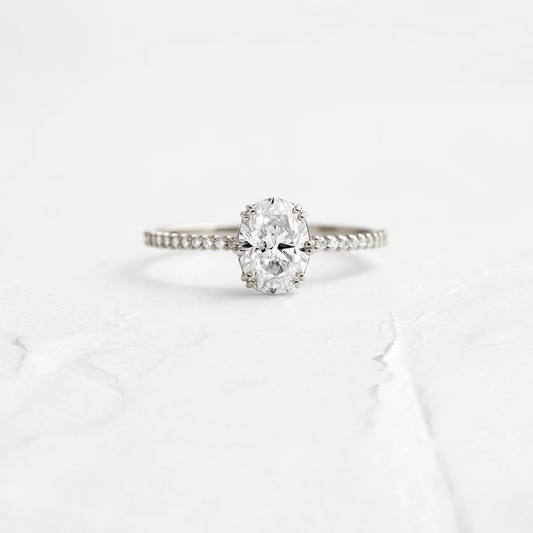 Oval Cut Moissanite Double Prong Set Engagement Ring  customdiamjewel 10KT White Gold VVS-EF