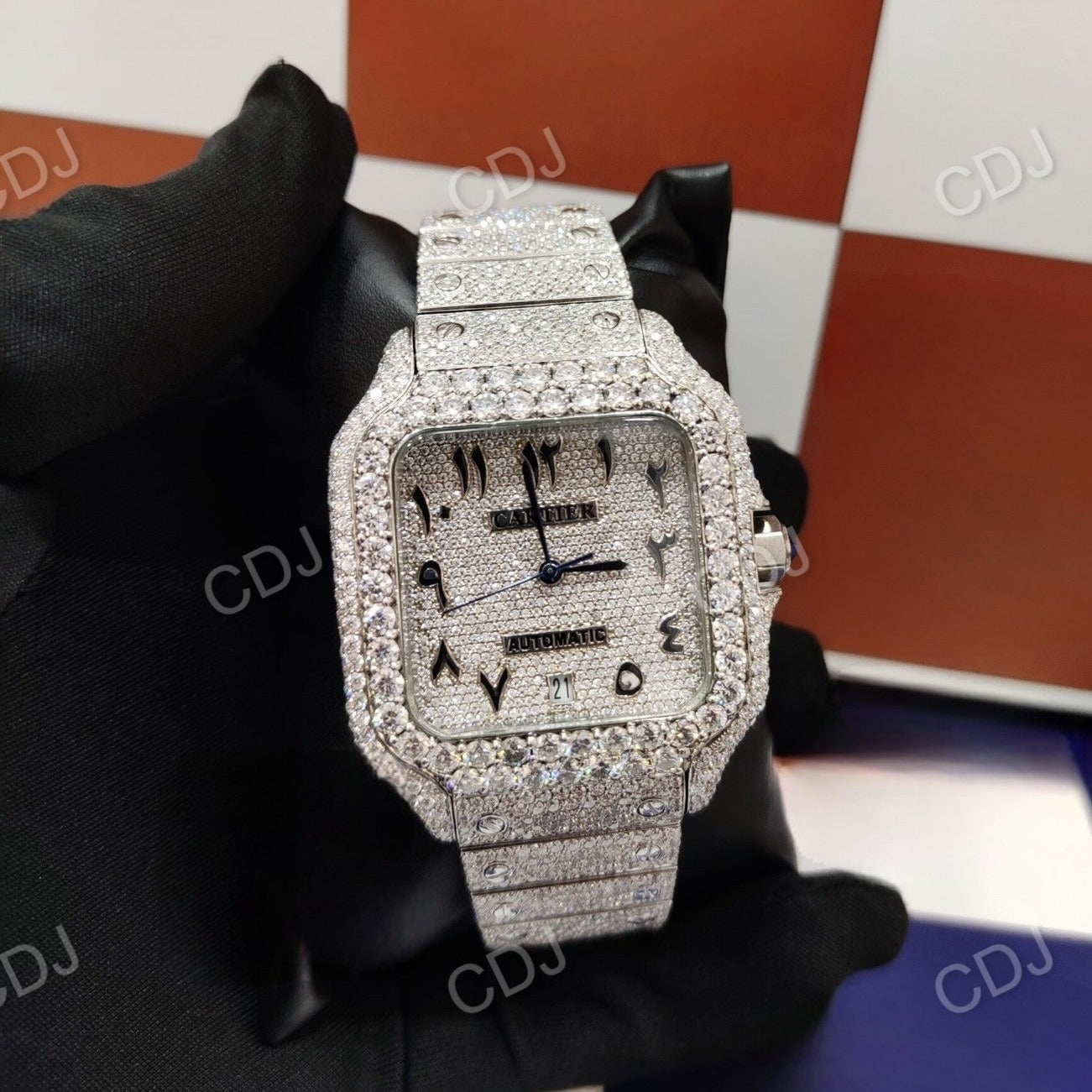 Stainless Steel Swiss Movement Cartier Watch customdiamjewel