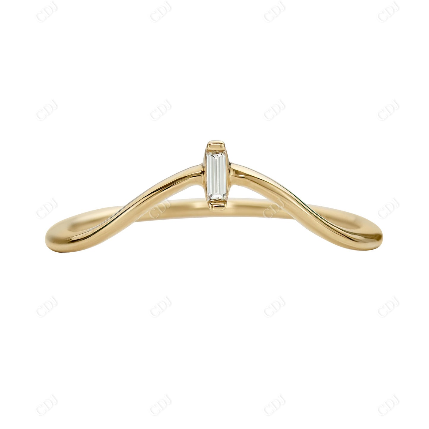 0.03CT Baguette Diamond Curved Wedding Band