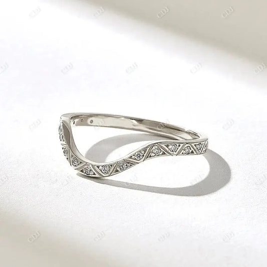 0.17CTW Round Lab Grown Diamond Curved Wedding Band  customdiamjewel 10KT White Gold VVS-EF