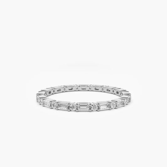 0.57 CTW Alternating Baguette and Round Diamond Eternity Wedding Band  customdiamjewel 10KT White Gold VVS-EF