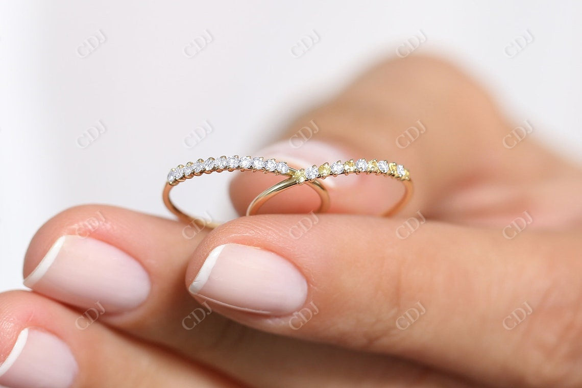 0.15CTW Round Cut Yellow Gold Minimalist Natural Diamond Band  customdiamjewel   