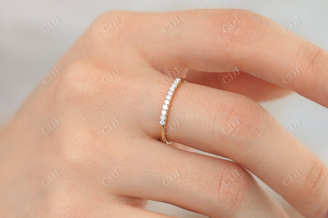 0.15CTW Round Cut Yellow Gold Minimalist Natural Diamond Band  customdiamjewel   