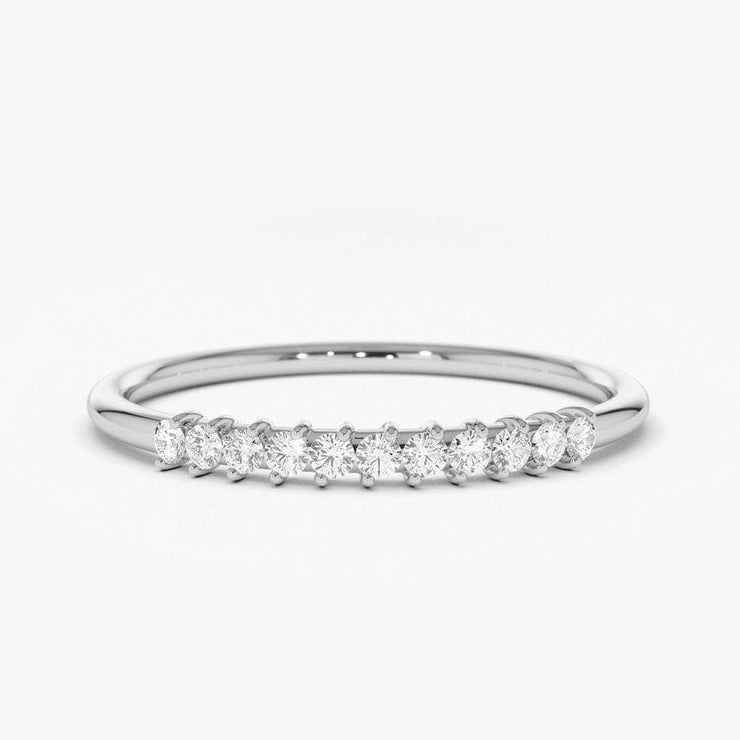0.15CTW Round Cut Yellow Gold Minimalist Natural Diamond Band  customdiamjewel 10KT White Gold VVS-EF