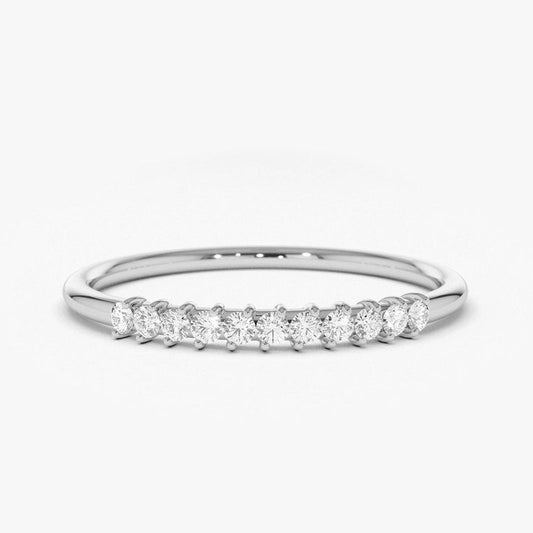 0.15CTW Round Cut Yellow Gold Minimalist Natural Diamond Band  customdiamjewel 10KT White Gold VVS-EF