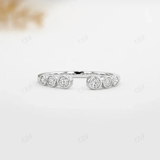 0.25CTW Round Cut Lab Grown Diamond Open Bezel Set Ring  customdiamjewel 10KT White Gold VVS-EF