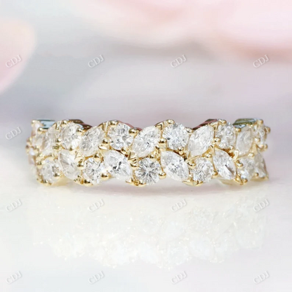 1.30CTW Marquise And Round Cluster Diamond Wedding Band