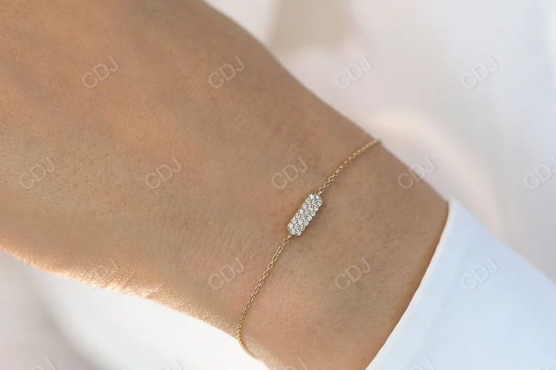 0.11CTW Moissanite Bar Diamond Bracelet  customdiamjewel   
