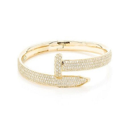 Solid Gold Customized Nail Bangle Diamond Bracelet customdiamjewel