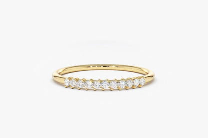 0.15CTW Round Cut Yellow Gold Minimalist Natural Diamond Band  customdiamjewel 10KT Yellow Gold VVS-EF
