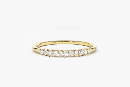 0.15CTW Round Cut Yellow Gold Minimalist Natural Diamond Band  customdiamjewel 10KT Yellow Gold VVS-EF
