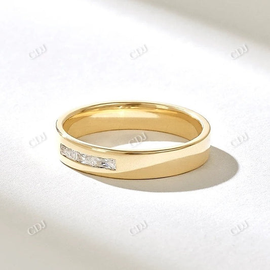 0.15CTW Trio Baguette Diamond Bezel Set Wedding Band  customdiamjewel 10KT Yellow Gold VVS-EF