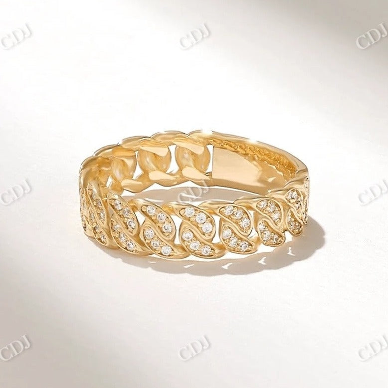 0.35CTW CVD Diamond Bold Cuban Link Wedding Band  customdiamjewel 10KT Yellow Gold VVS-EF