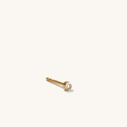 Single Tiny Round Shape Natural Diamond 14K Gold Stud Earrings  customdiamjewel 10 KT Solid Gold Yellow Gold VVS-EF