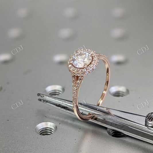 Round Cut Moissanite 14K Rose Gold Split Shank Engagement Ring  customdiamjewel 10KT Rose Gold VVS-EF