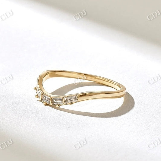 0.25CTW Baguette Curved Natural Diamond Wedding Band  customdiamjewel 10KT Yellow Gold VVS-EF